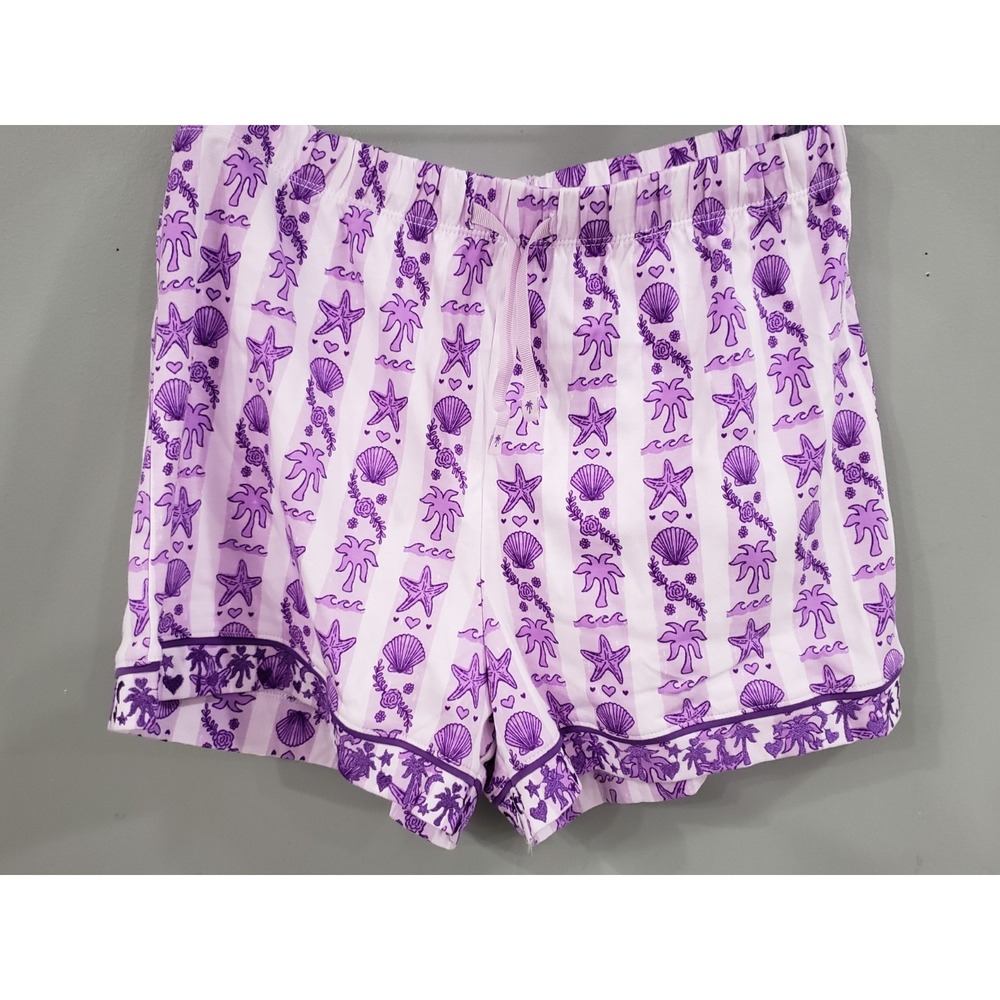 NEW‎ Women's Pink Palm Puff Pajama Shorts Set in Twilight Size Small Pima Cotton - Picture 4 of 6